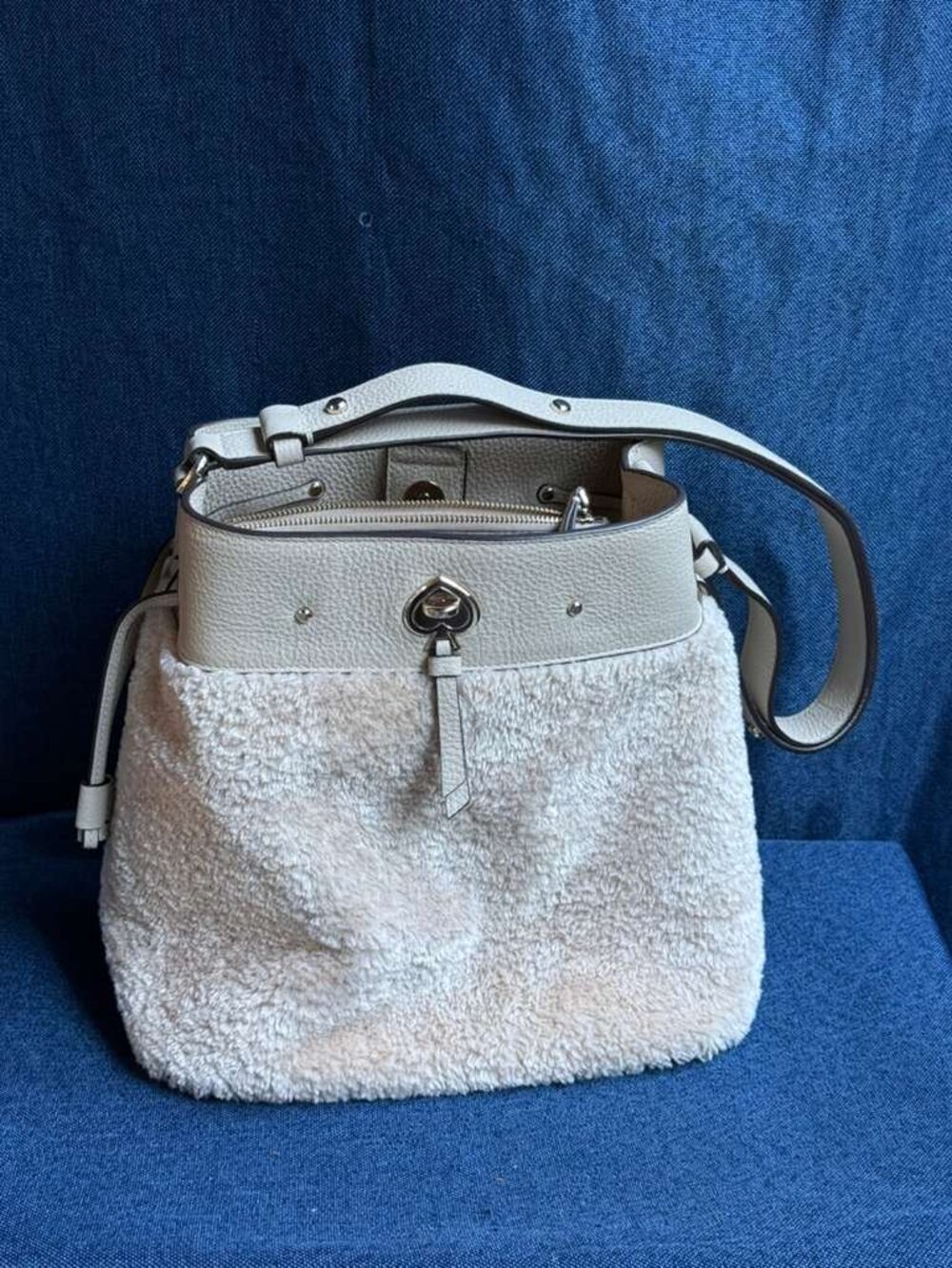 Kate Spade Marti Large Faux Shearling & Pebbled Leather Bucket Bag